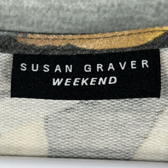 Susan Graver Weekend L Muted Floral 3/4 Sleeve Ring Detail Pullover Comfort Top - Picture 5 of 12